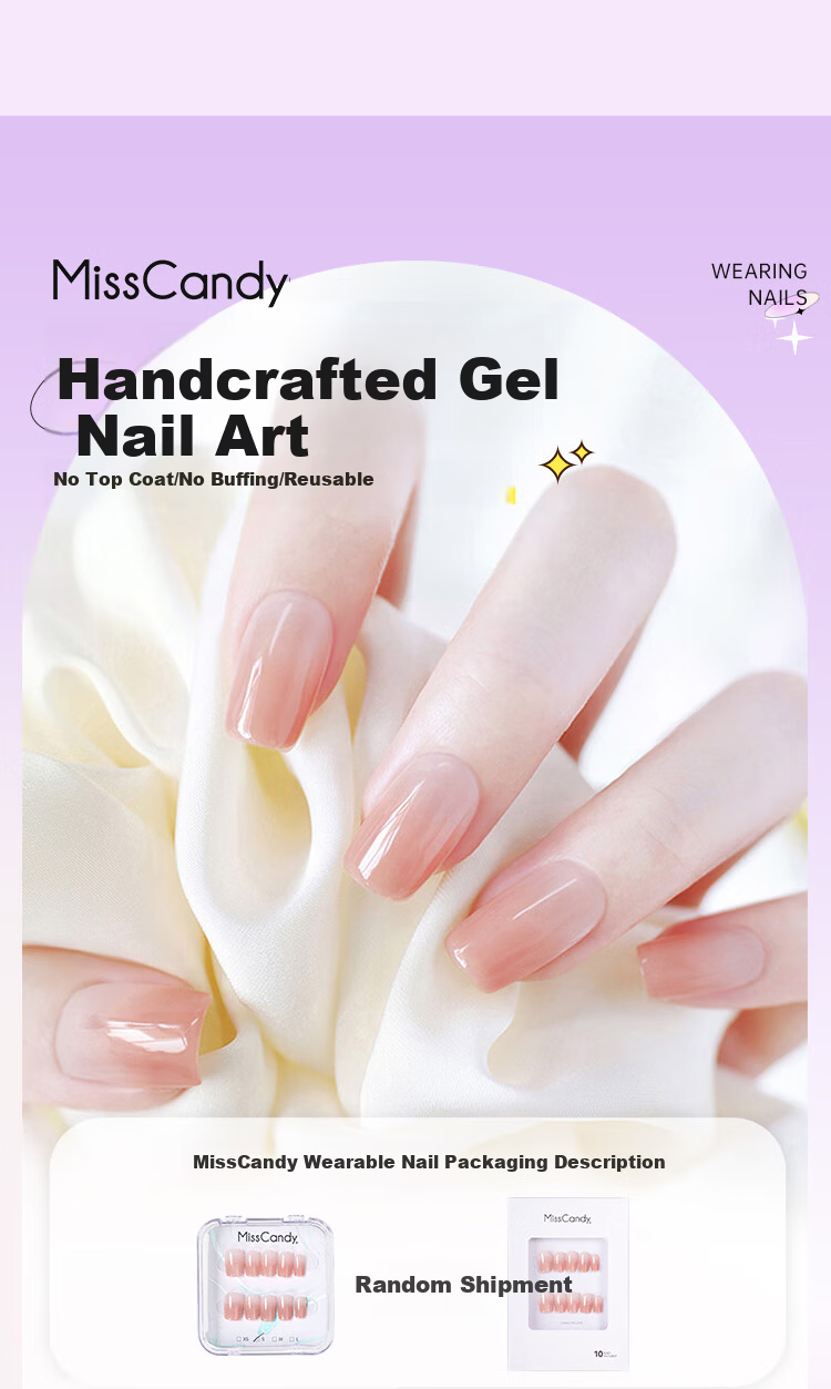 Miss Candy Handmade Short Wearable Nail Art Stickers Reusable Instant Application Love Language SG236-M 1