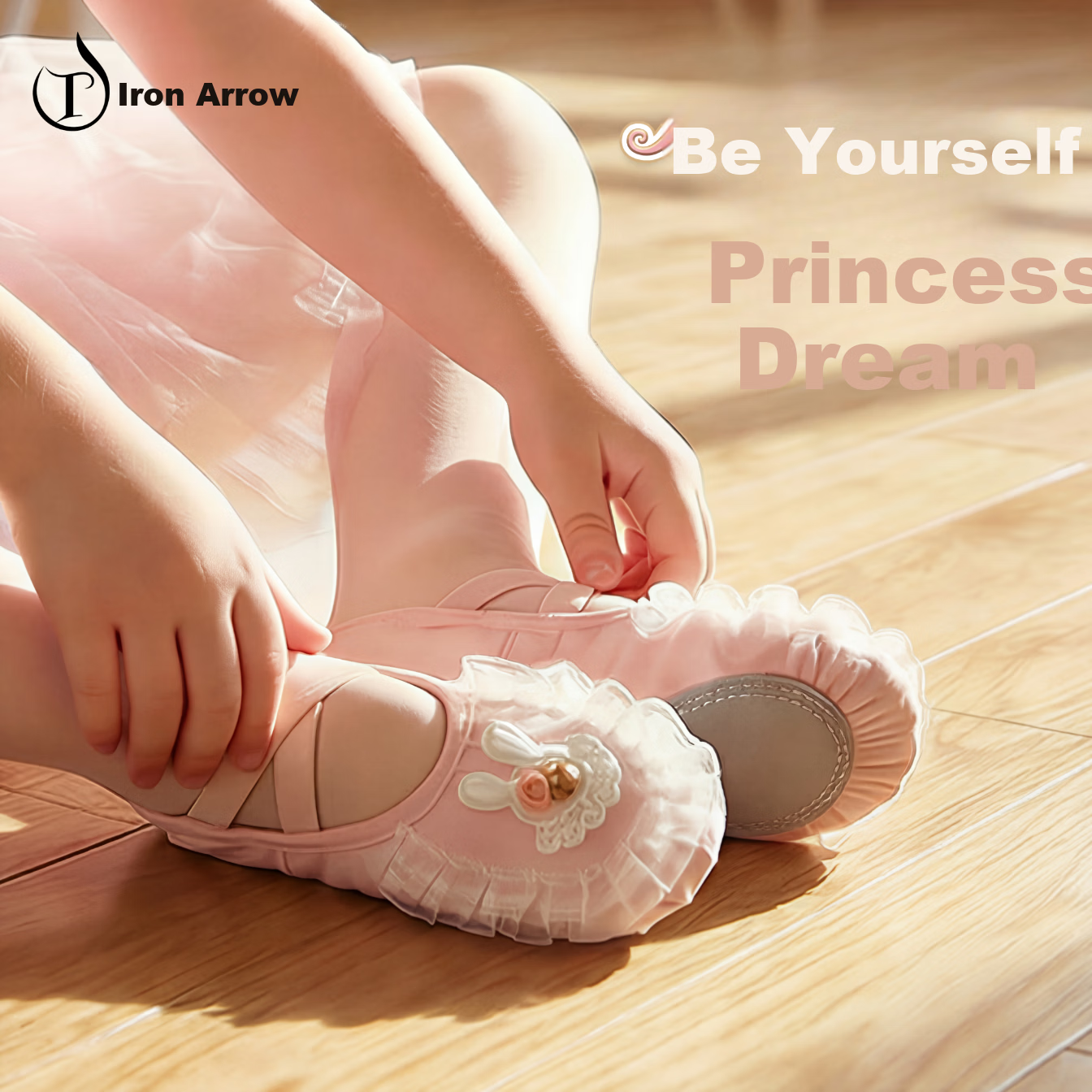Iron Arrow Children's Dance Shoes Rabbit Lace Ballet Shape Shoes Girls Chinese Dance Practice Shoes Flesh Pink Size 27