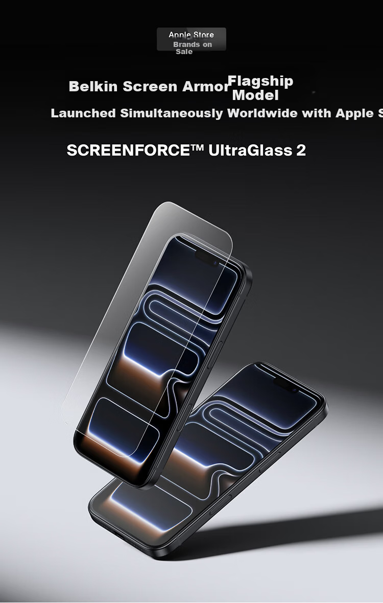 BELKIN Tempered Glass Screen Protector for iPhone 17 Pro Max, Anti-Drop Film with German Schott Antibacterial Material 1