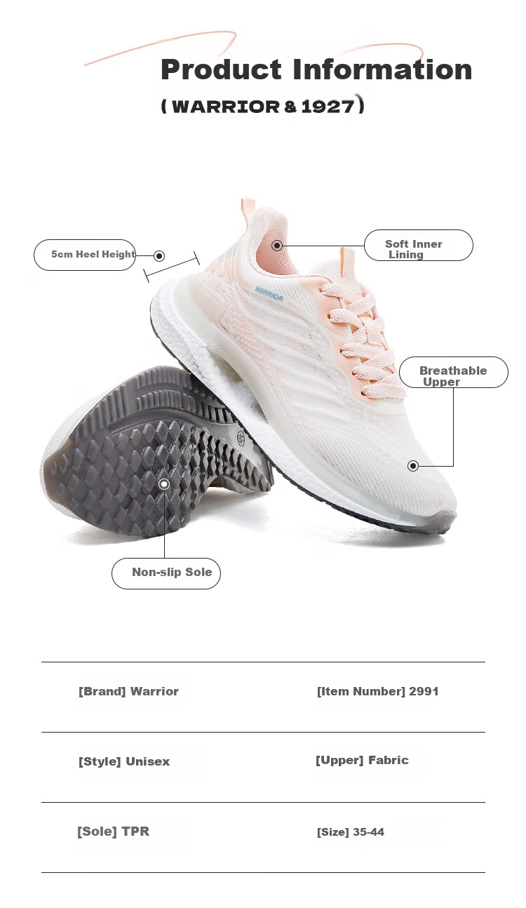 Warrior Women's Sports Shoes Casual Running Shoes for Women Summer 2026 Pink Beige Size 36 (230mm) 5