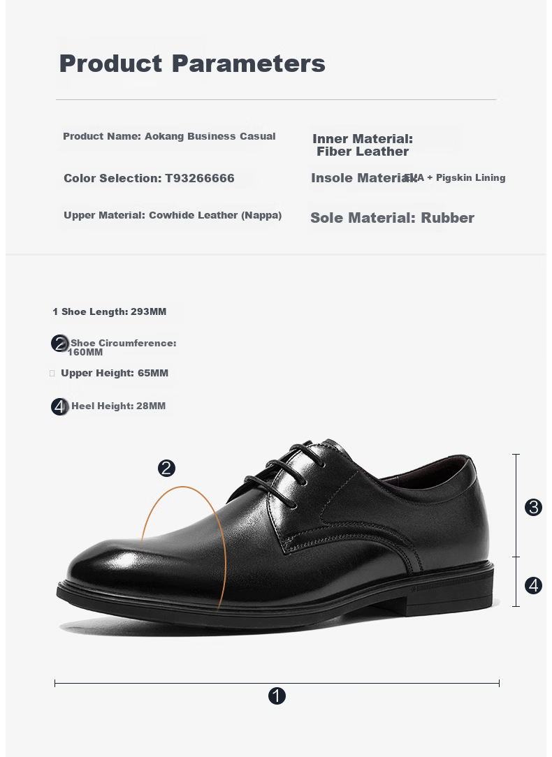 Aokang Men's Comfortable Business Dress Shoes Round Toe Waxed Lace-Up Simple Office Shoes Black Size 38 10