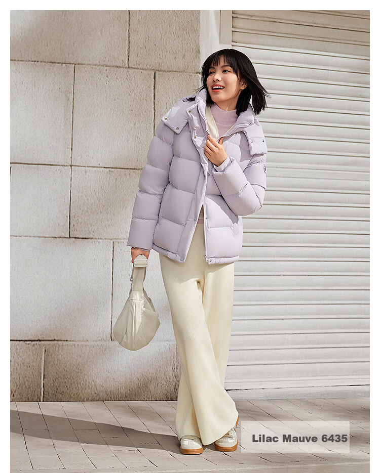 Bosideng Women's Winter Down Jacket Slim Fit Short Casual Thickened Removable Hood Stand Collar Versatile Coat 19