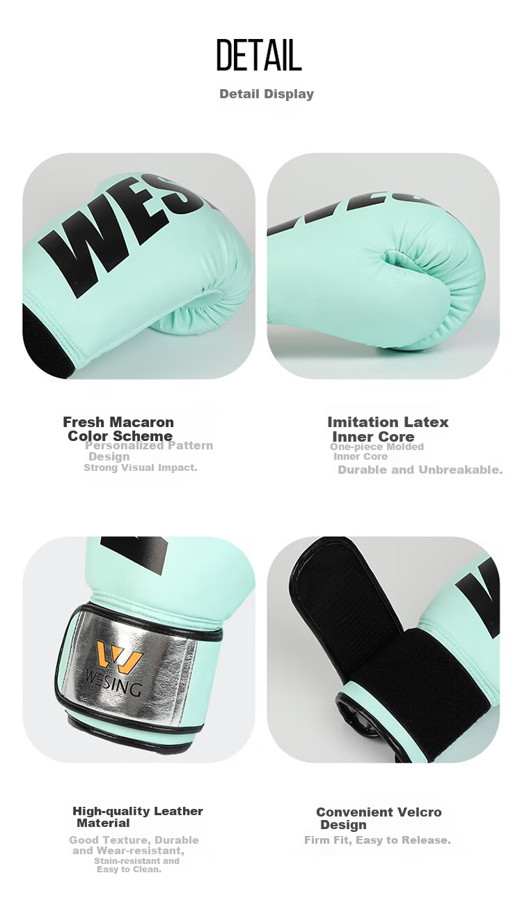 Jiurishan Boxing Gloves Adult Unisex Sanda Fighting Gloves Punching Bag Fitness Training Equipment Mint Green 8oz 4