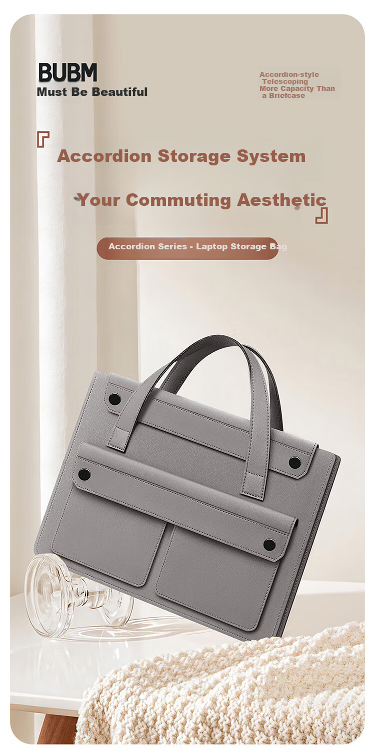 Biyoumei Accordion Waterproof Laptop Bag for Lenovo Xiaoxin 13-inch Lightweight Large Capacity Apple Mac Gray 1