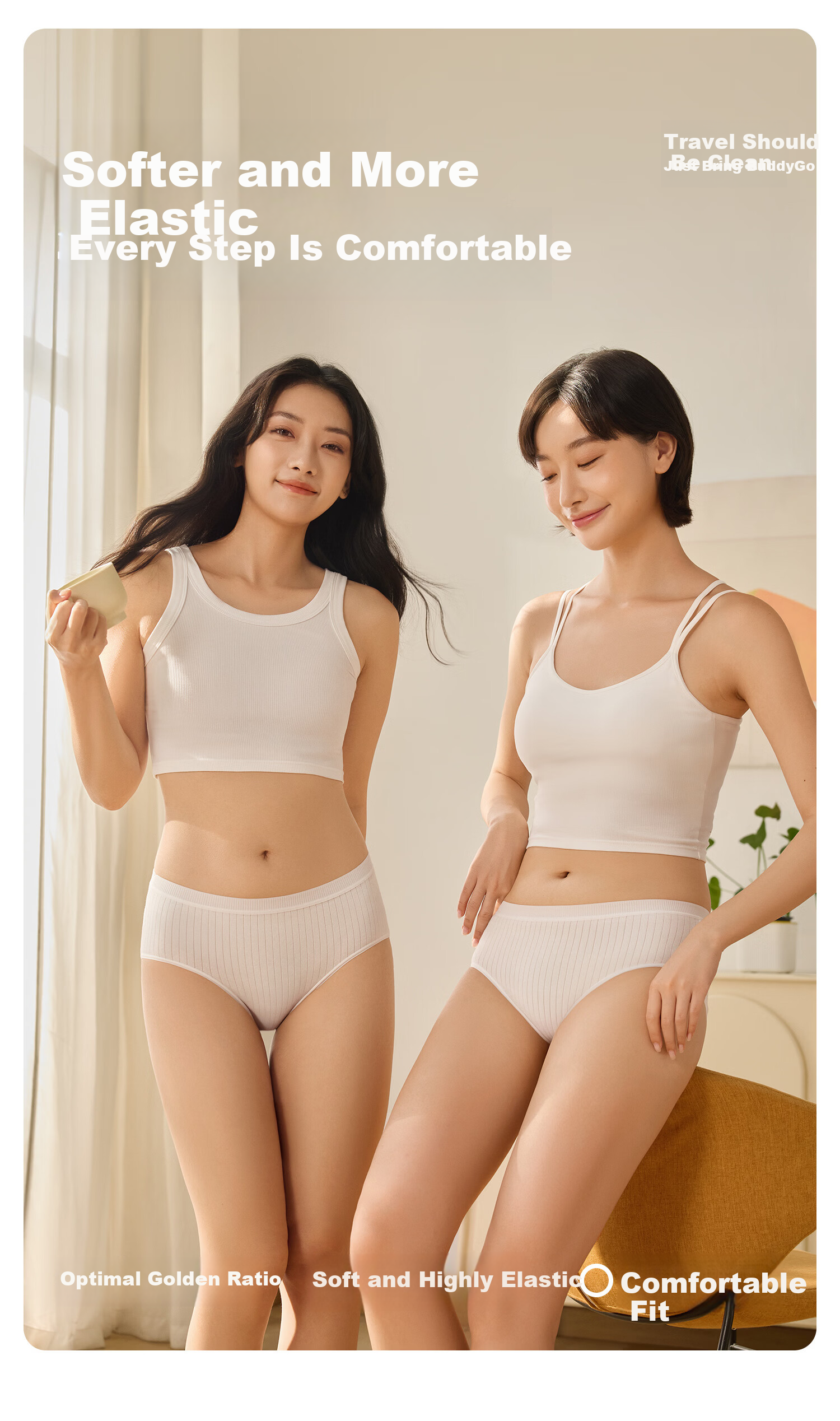 Buddygo Disposable Women's High-Waist Plus Size Maternity Postpartum Sterile Wash-Free Tummy Control Daily Throwaway Shorts 3