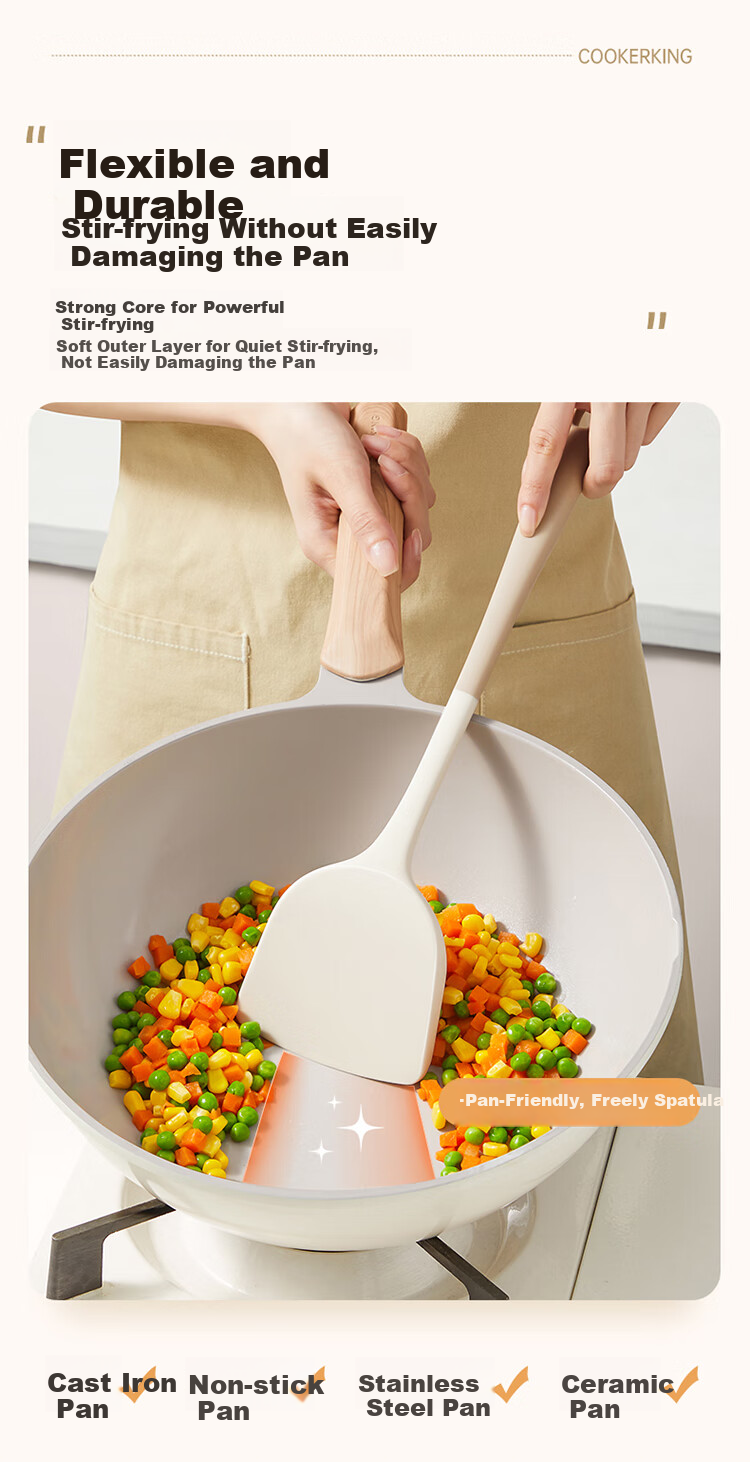 Chuida Huang Antibacterial Food-Grade Silicone Spatula Non-Stick High-Temperature Resistant Chinese Cooking Turner for Frying Pan 6