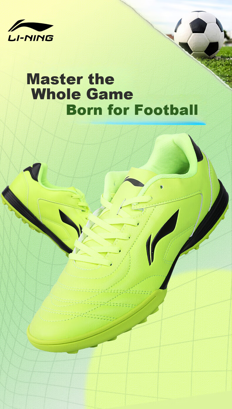 LI-NING Men's Football Shoes TF Turf Studs Adult Youth Kids Non-Slip Wear-Resistant Professional Training Cleats 1