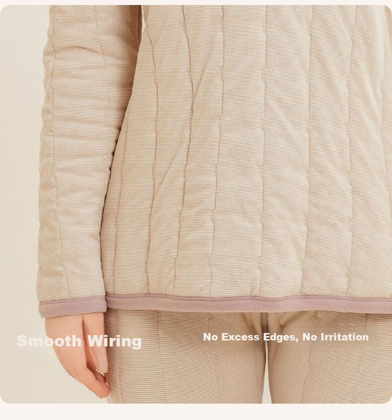 MiiOW 100% Wool Filled Men's Thermal Underwear Set Thickened Fleece Autumn Winter Warm Long Johns for Men and Couples 11