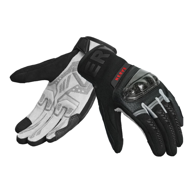 NERVE KQ1063 Motorcycle Carbon Fiber Riding Gloves Unisex Protective Wear-Resistant Touchscreen Spring Summer Black XL