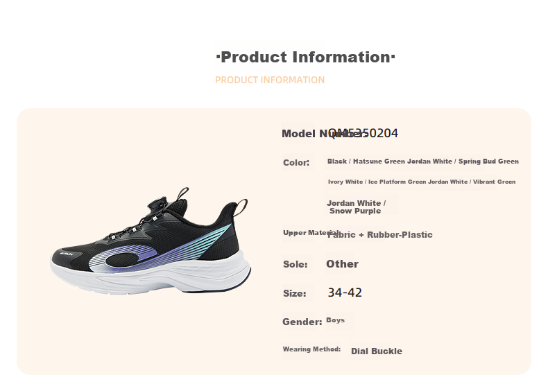 QIAODAN Boys Sports Shoes Kids Running Shoes Autumn Spring Twist Buckle Black/Miku Green Size 36 11