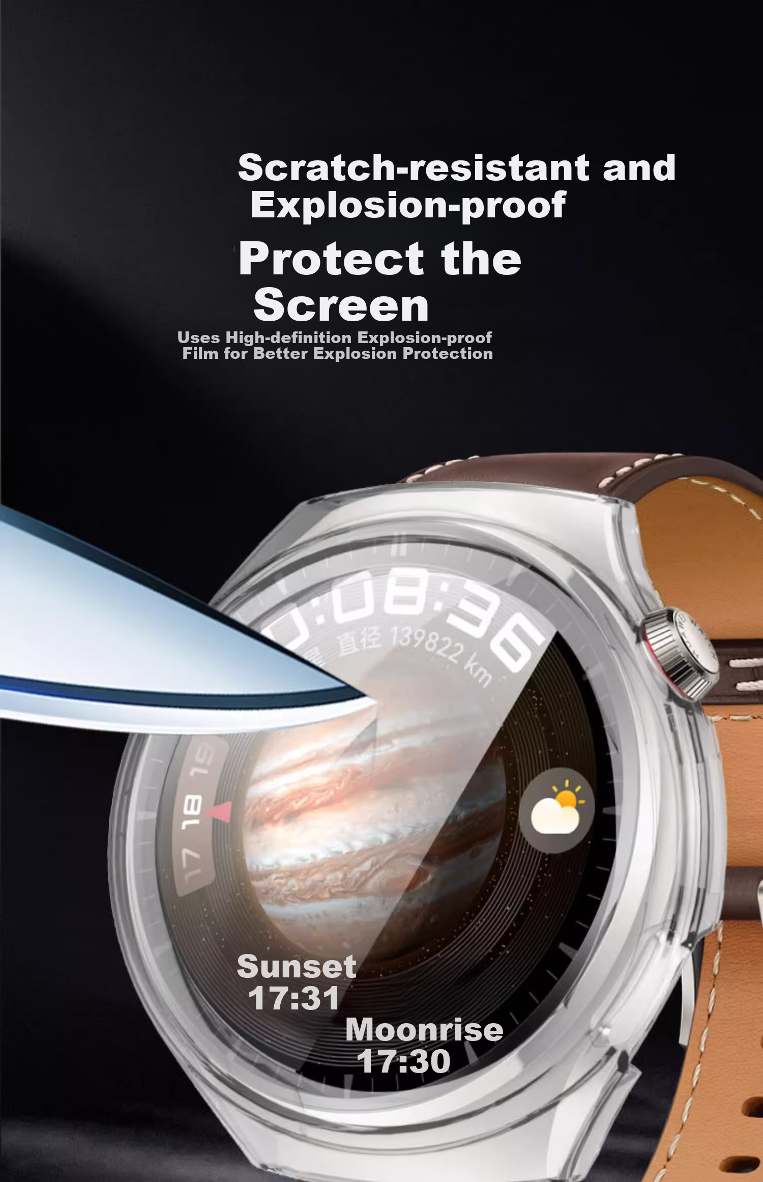 CHENSONG Huawei Watch 5 46mm PC Tempered Glass Protective Case - Transparent Shockproof and Wear-Resistant Cover 9