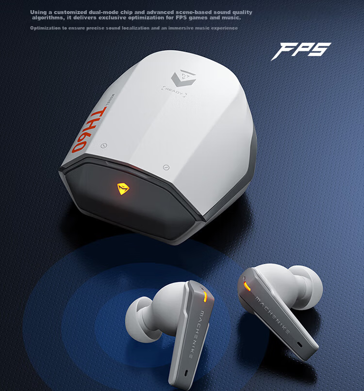 MACHENIKE TH60 Bluetooth Wireless Earbuds Apple Android True Wireless In-Ear Bluetooth 5.4 Sports Earphones Long Battery Life High-Quality Sound White 5