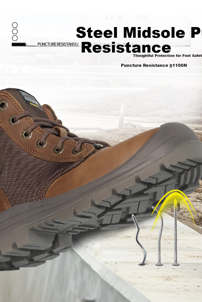 SAFETY JOGGER DAKAR Brown Men's Safety Work Shoes Anti-Smash, Anti-Puncture, Anti-Static, Wear-Resistant Size 39 6