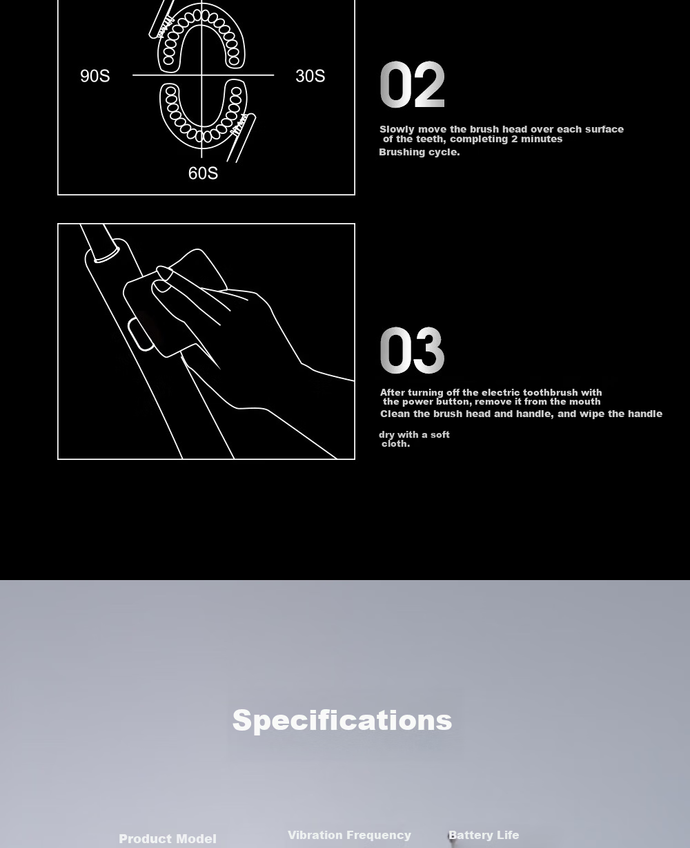 Prooral Sonic Vibration Electric Toothbrush for Adults Rechargeable Couples Gift LS-1 Silver Birthday Present 20