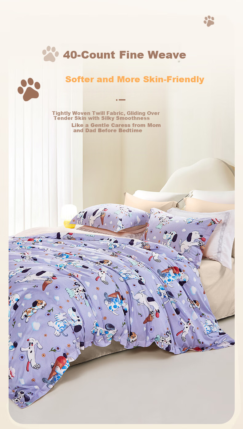 Fuanna Children's Bedding Set 4-Piece 100% Cotton Infant A-Class Full Cotton Sheet and Duvet Cover Dormitory 1.5m Bed 203*229cm 6