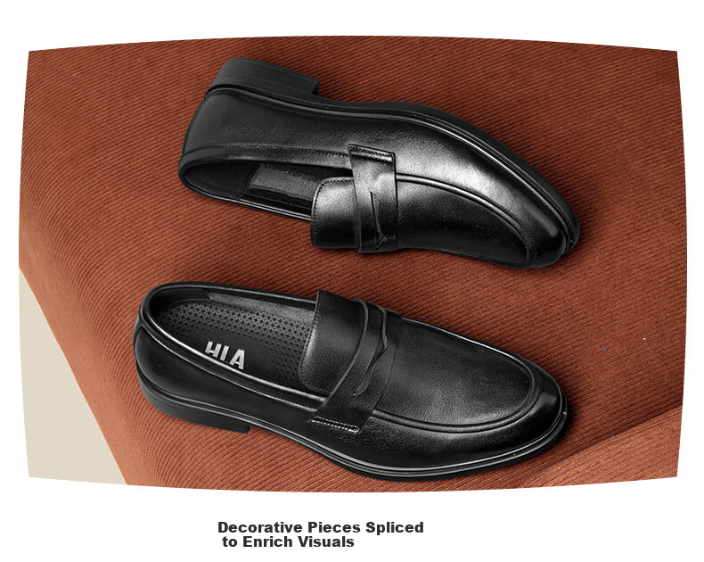 HLA Men's Versatile Loafers, Soft Leather Casual Slip-On Shoes HAAPXM1EBG028, Black, Size 42 6