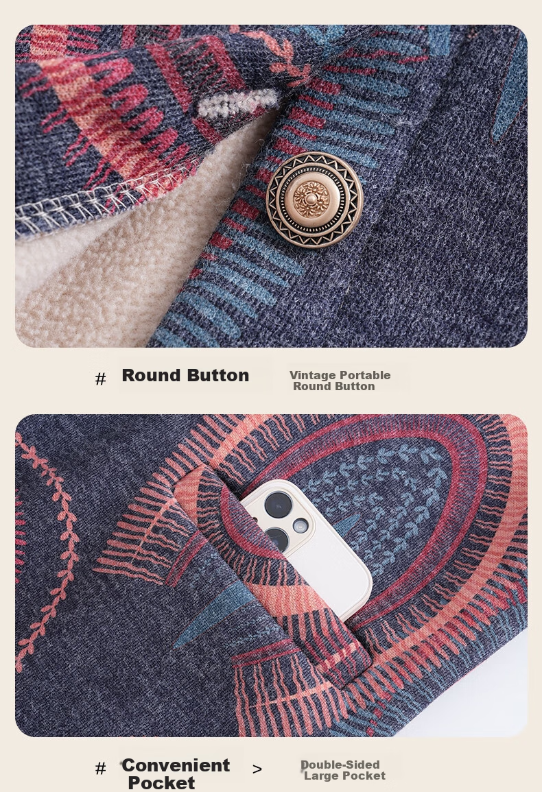 Fengxiao Mama Winter Jacket 2025 New Middle-aged Women's Knitted Top Elderly Autumn Winter Fleece Cardigan Sweater 7