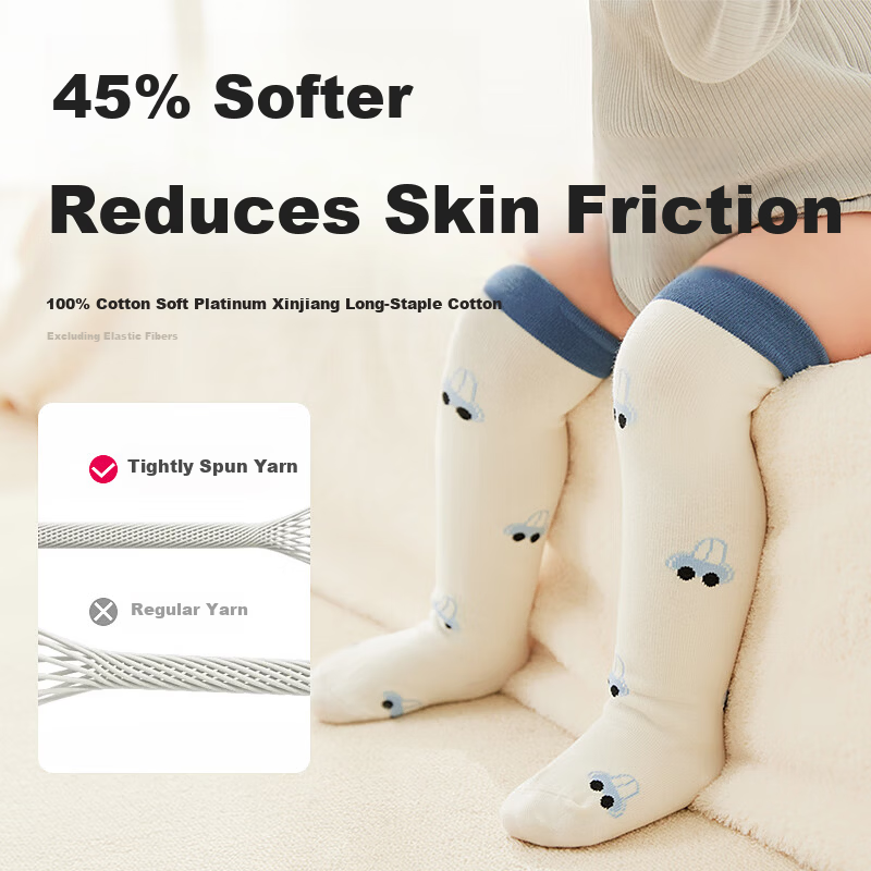 Baby Long Tube Socks 2026 Spring Autumn 100% Cotton Children's Knee-High Socks Newborn Infant Over-the-Knee