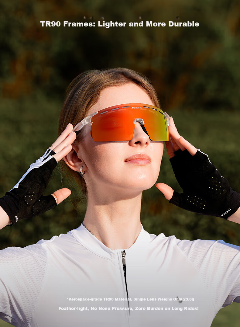 ACRUNU Day And Night Cycling Glasses for Men And Women, Windproof And Sandproof Frameless Goggles, Transparent White Frame - Anti-Fog Versio 4