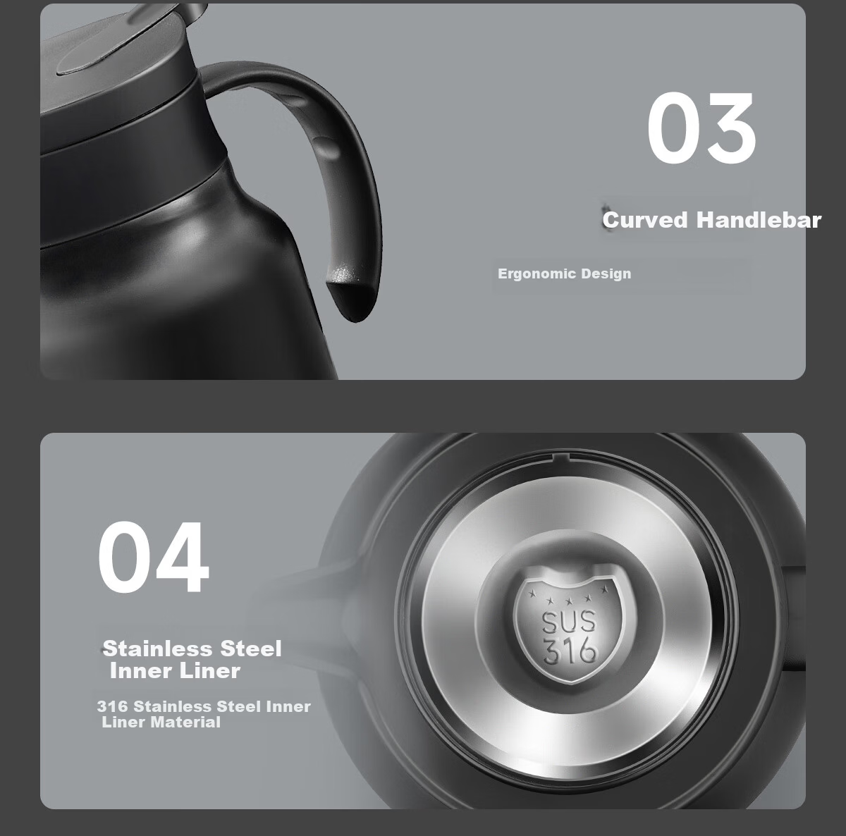 PAKCHOICE Large Capacity Insulated Steeping Teapot 316 Stainless Steel Tea Water Separation Steeping Cup Tea Brewing Pot 20