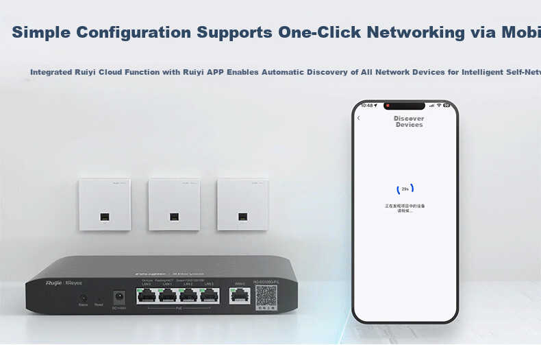 Ruijie WiFi7 2.5G Wireless AP Panel Kit 3600M 1-to-4 Whole Home Router AC+AP Networking Large Apartment RG-EG209MG-P+RG-EAP172(MG)*4 8
