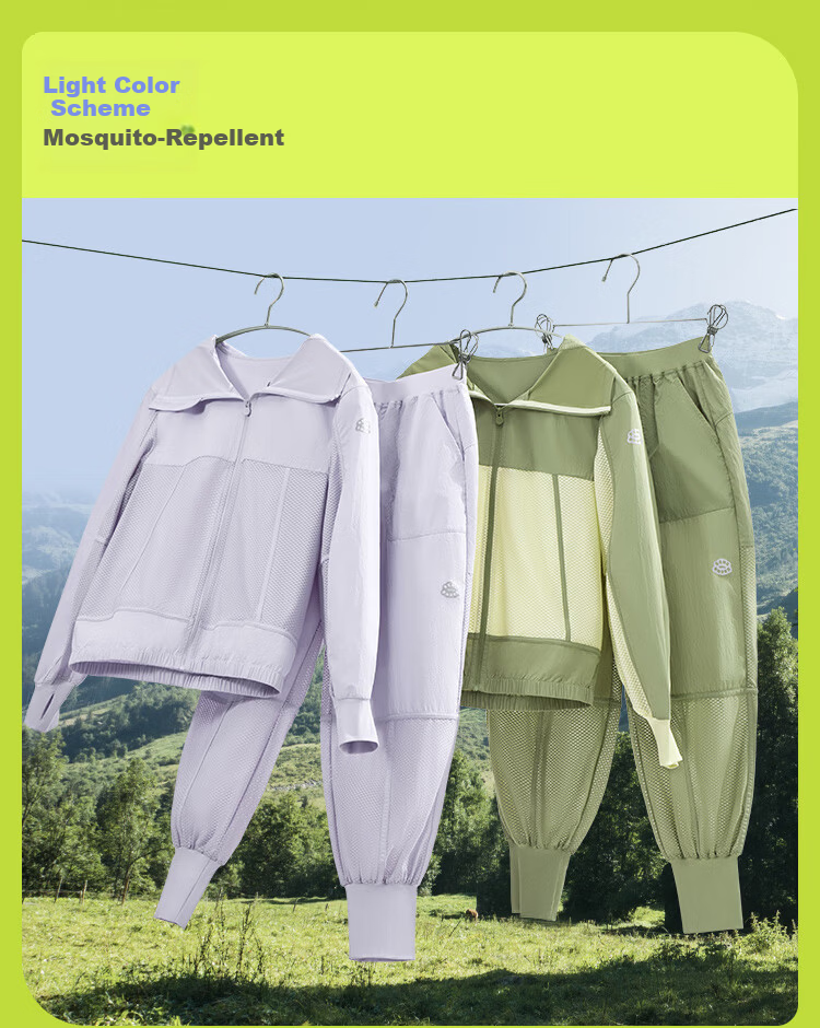 Beneunder Children's Mosquito-Repellent Clothing, Sun Protection Clothing, Sun Protection Jacket for Boys And Girls, MR49224, Wild Green - Light Goose Yellow, Size 110 20