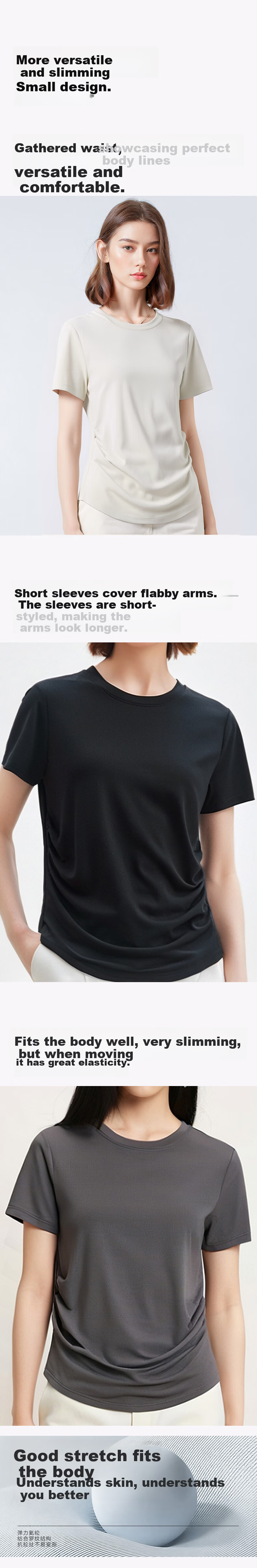 ROMON Women's Short Sleeve T-Shirt 90% Modal Skin-Friendly Loose Fit Simple Versatile Crew Neck Inner Top Classic Black L 1