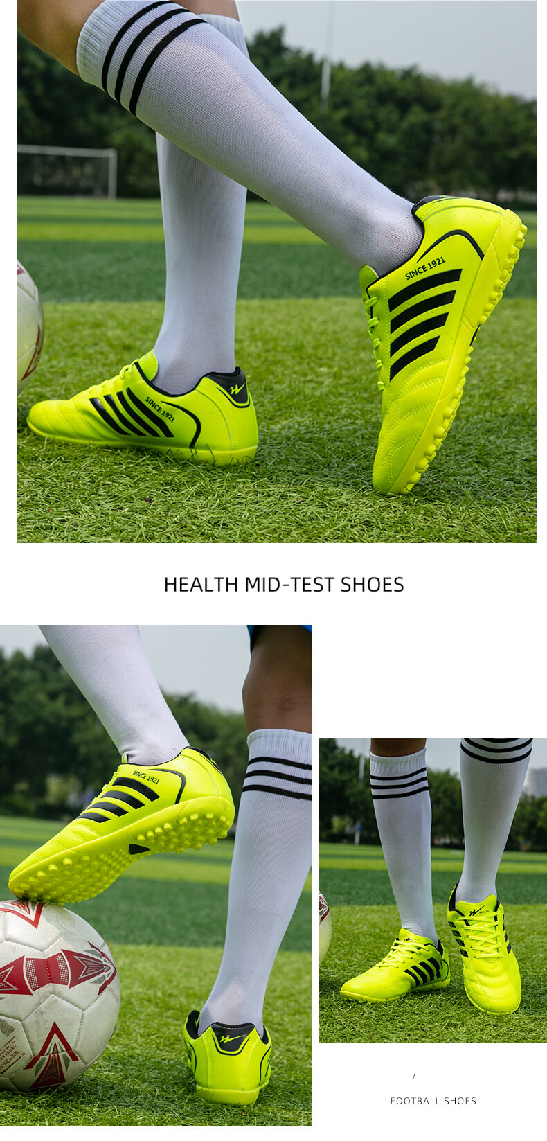 Shuangxing Men's Football Shoes Professional Adult Durable Lightweight Comfortable TF Soccer Cleats White Platinum 41 21