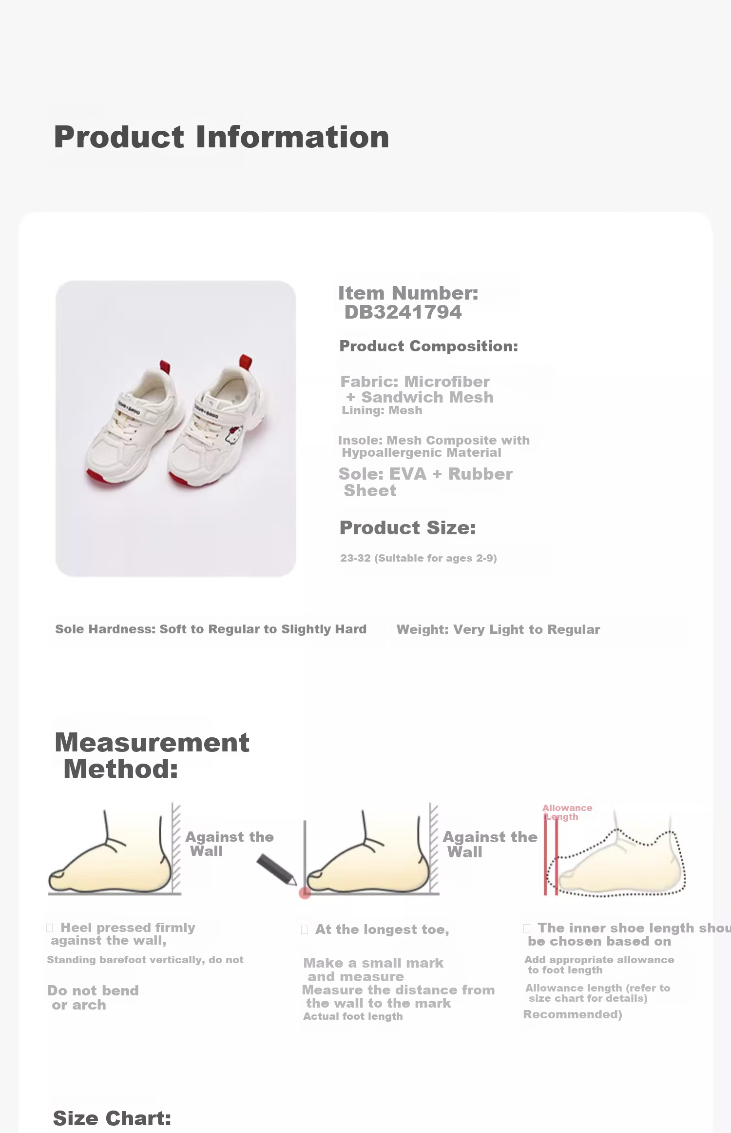 DAVE & BELLA Hello Kitty Collaboration Children's Sneakers Spring And Autumn Girls' Shoes White Sneakers 14