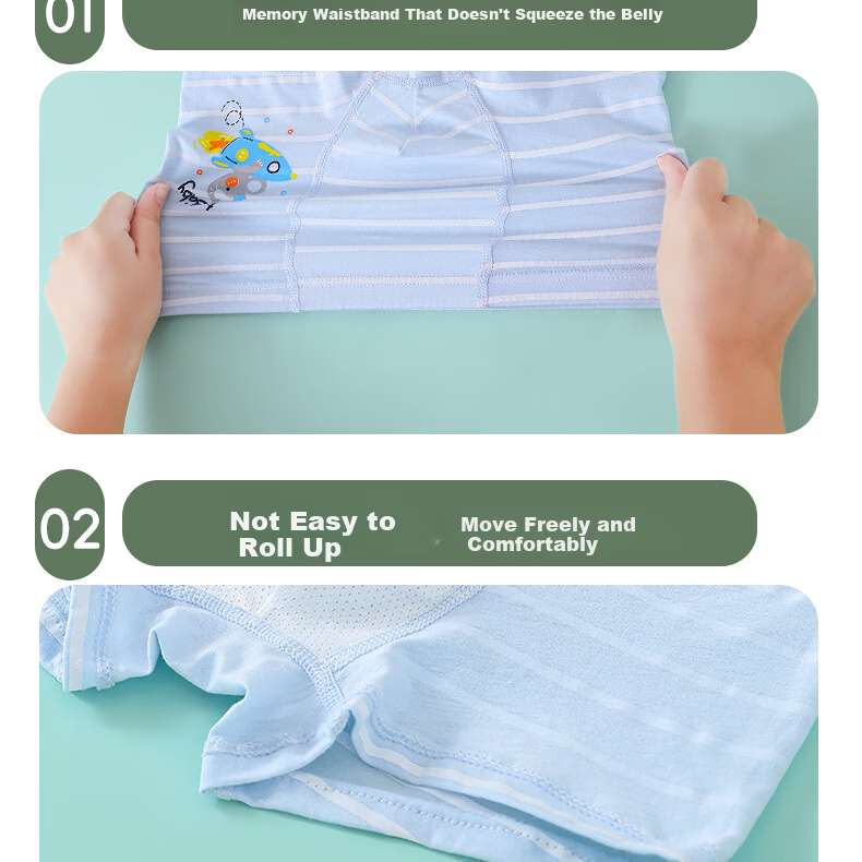 Freedom Series 100% Cotton Boys' Underwear Pure Cotton Class A Children's Boys' Full Cotton Boxer Shorts Mid to Large Boys' Trunks 11