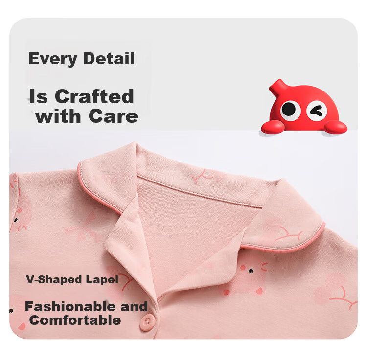Hodo Kids Pajamas Class A Girls Antibacterial Anti-Mite Spring Summer 100% Cotton Mid-Large Children Cardigan Printed Homewear Set 11