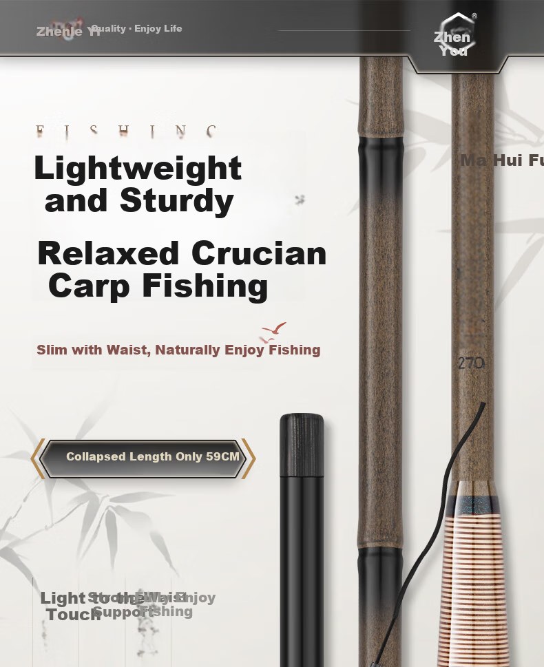 Grased Fishing Rod, Carbon Fiber Fishing Pole, Handheld Rod, Leisure Wild Fishing, Small Platform Fishing Pole, Crucian Carp Short Section Stream Rod, Zen Style, 3.6 Meters 1