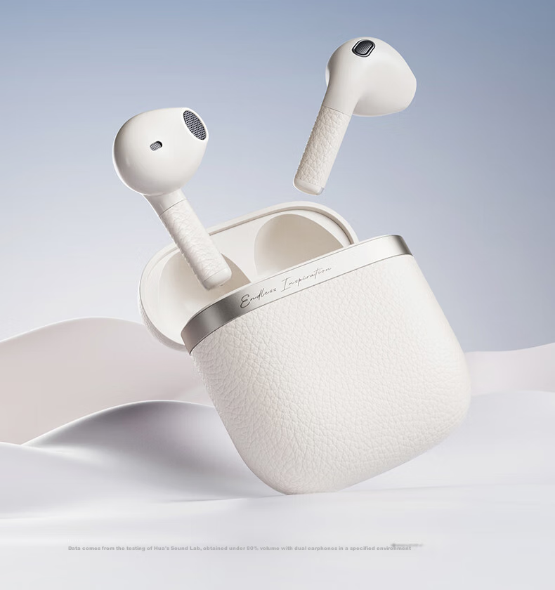 Manbuzhehuazai Evo Air Wireless Bluetooth Earphones, Semi In-Ear Style, 32-Hour Long Battery Life, Bluetooth 5.4, Mother-Of White, Compatible with Apple, Huawei, Xiaomi 13