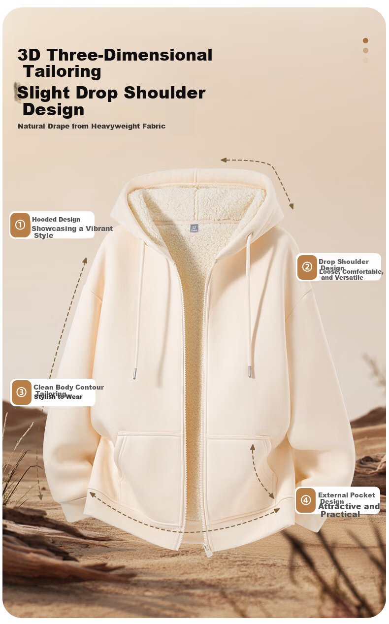 Jeanswest Men's Winter Thickened Warm Lamb Fleece Cardigan Casual Comfortable Jacket 6