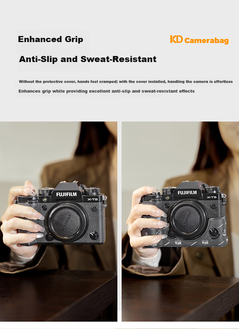 CWATCUN Kaden Fuji XT50 Camera Protective Case Leather Cover Base for XT4 XT5 XT10 XT20 XT30 V100 Mirrorless Camera Base Protective Shell 2