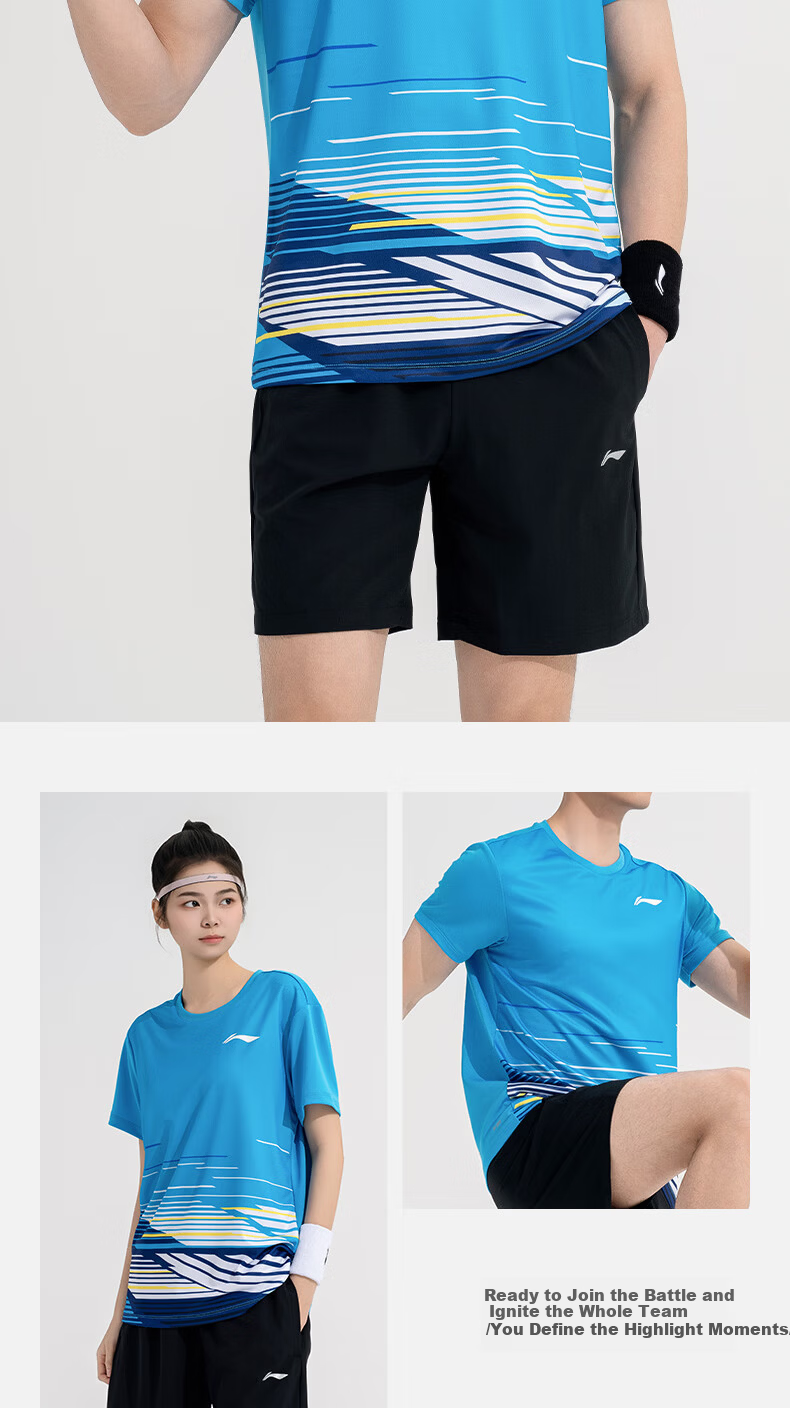 LI-NING Badminton Shirt Unisex Club Series Breathable Sweat-Absorbing Professional Sportswear 5