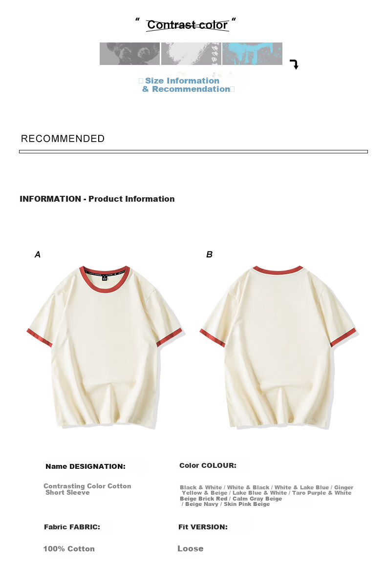 Jeanswest Women's Short Sleeve T-Shirt 2025 Summer New Casual Dopamine Trendy Colorblock Cotton Tee 7