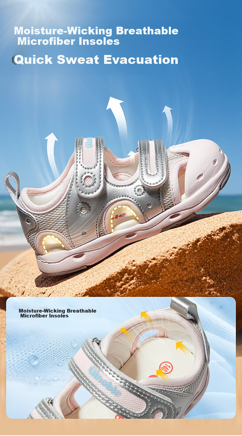 Ginoble Kids Toddler Walking Shoes 1-5 Years Boys Girls Summer 2026 Breathable Sandals GW1877 Whisper White 6