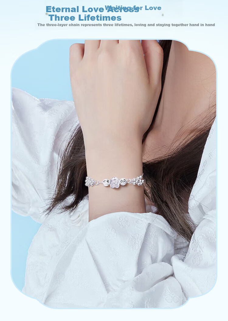 ALLOVE Three Lives Three Worlds Pure Silver Bracelet Women's 2026 New Birthday 520 Valentine's Day Gift for Girlfriend Wife 3