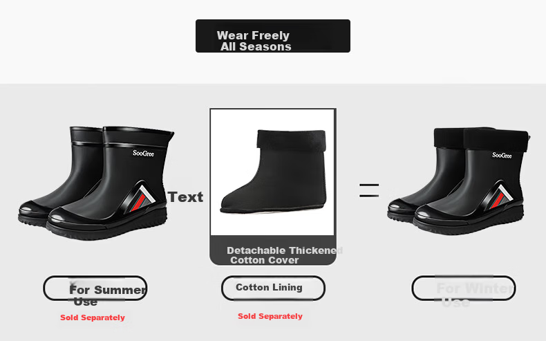 SooGree Men's Mid-Calf Waterproof Non-Slip Durable Rain Boots Outdoor Work Fashion Rubber Shoes 1
