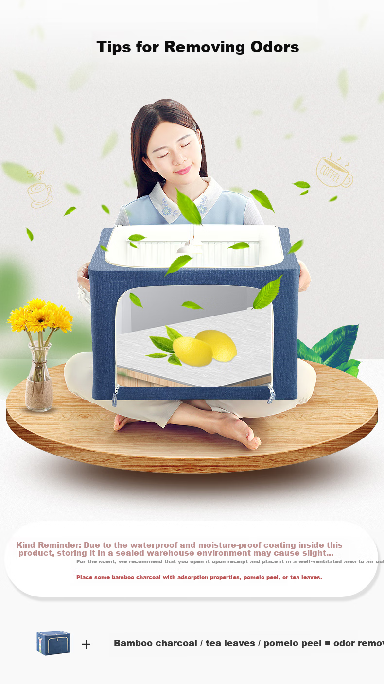 Jiabangshu Large Capacity Foldable Fabric Clothes Storage Box 45L Organizer for Wardrobe and Bedding 9