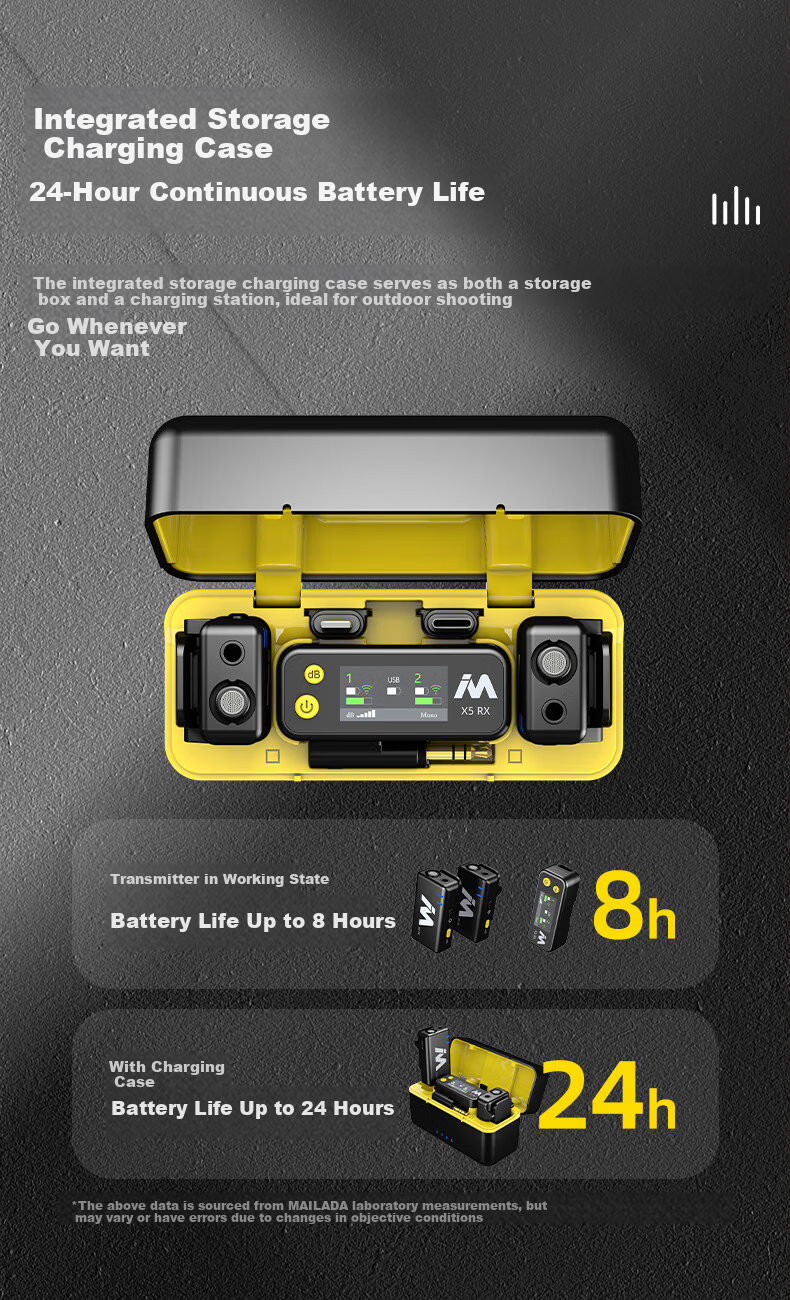 Mailada X5MS Charging Case, Wireless Lavalier Microphone, Mobile Phone And Computer Live Streaming Audio Capture, Short Video Vlog Recording, Speaker, Small Bee Camera, Noise Reduction Microphone 7
