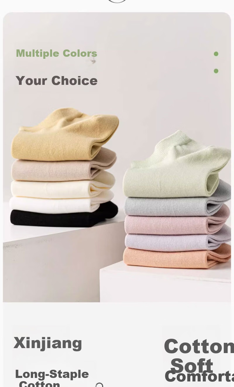 Mianmanman Women's Short Socks Xinjiang Cotton 10A Antibacterial Odor-Resistant No-Slip Low-Cut Socks Non-Slip Heel Short Tube Socks Spring Summer 10 Pairs 2