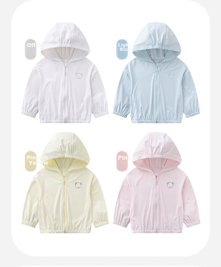 Labi Baby Kids Sun Protection Jacket Spring Summer Breathable Outdoor UV Protection UPF50+ Hooded Top Light Blue 140 14