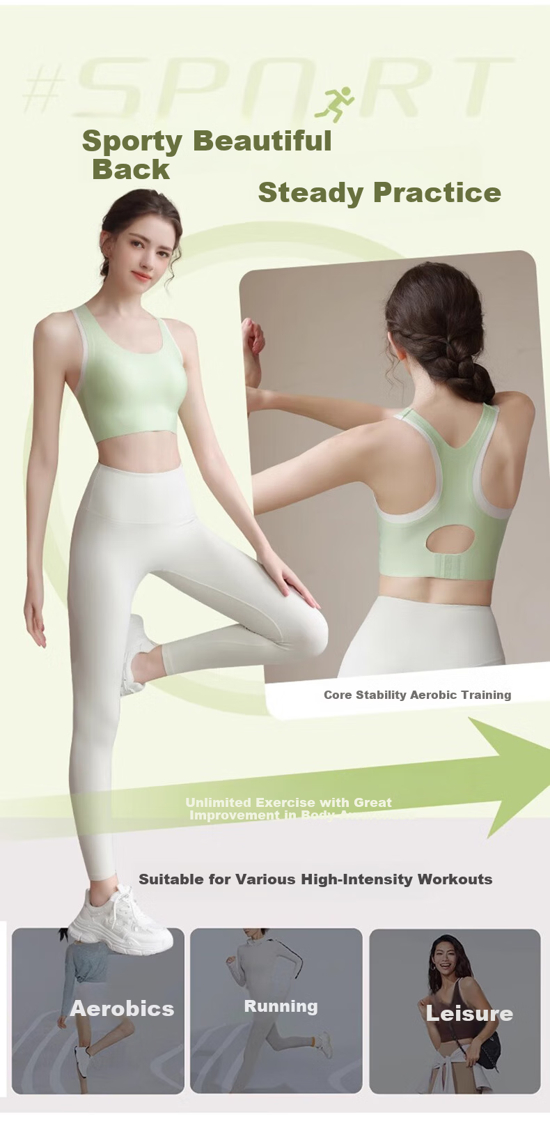 LangSha Women's High-Impact Sports Bra Shockproof Anti-Sagging Running Fitness Yoga Top Integrated Backless Bra 5