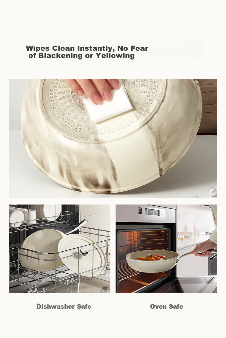 Hongchu Ceramic Non-Stick Deep Frying Pan 28cm Flat Bottom Stir-Fry Pan for Home Use Compatible with Induction Cooker and Gas Stove 14