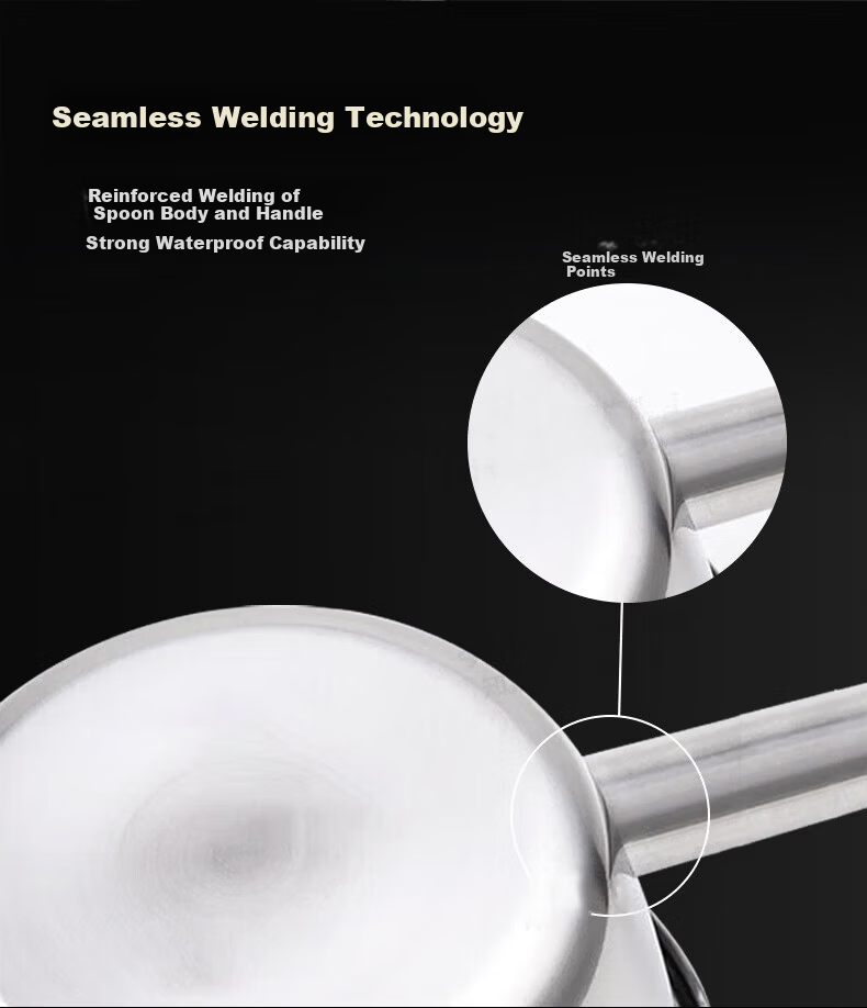 Jinwanfu Stainless Steel Soup Ladle, Long Handle Water Scoop, Commercial Large Soup And Porridge Spoon, Diameter 12cm, Length 65cm 3