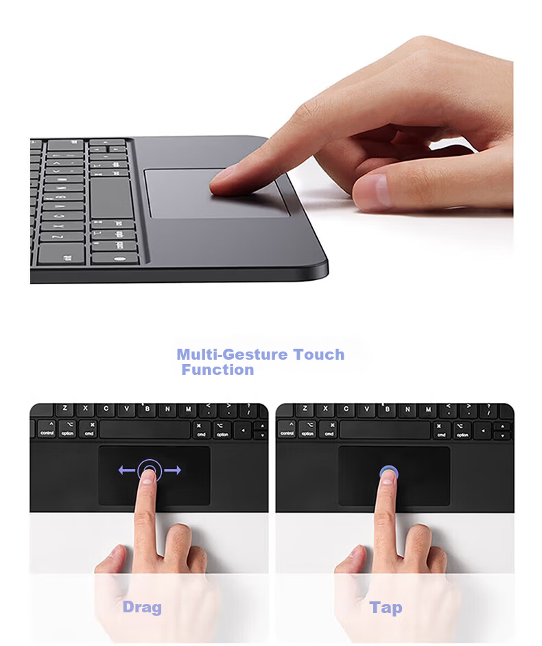 Soyin Wireless Keyboard for Apple iPad Pro 13-inch 2025/24 Model Integrated Bluetooth Magnetic Floating Dual-Sided Clip Touchpad Case 11