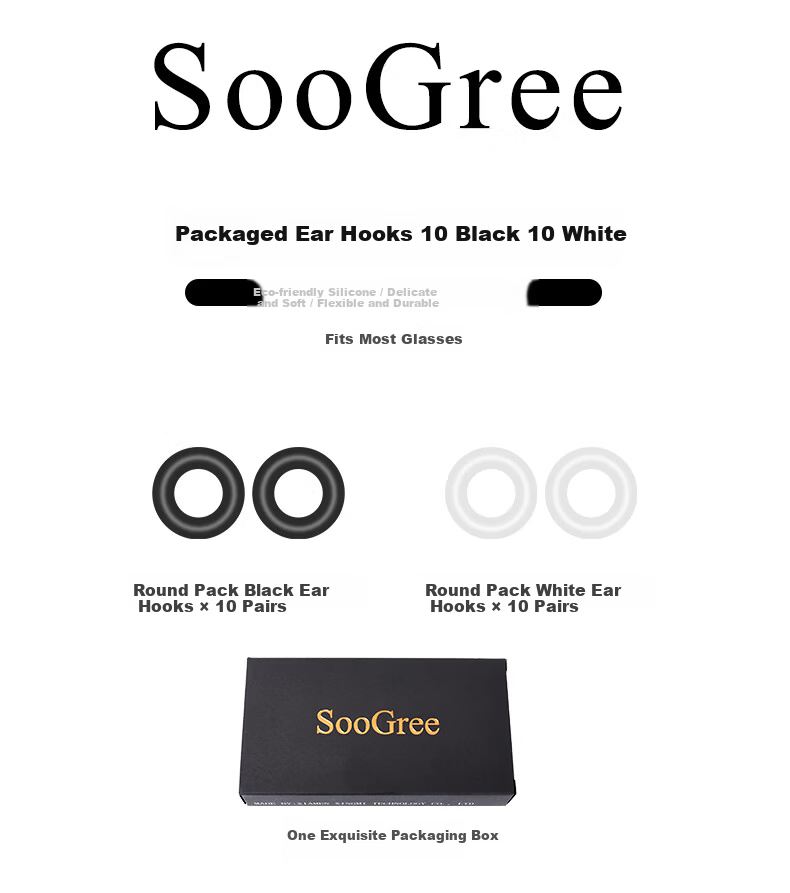 SooGree Anti-Slip Silicone Ear Hooks Replacement Eyeglass Temple Tips Accessories 6