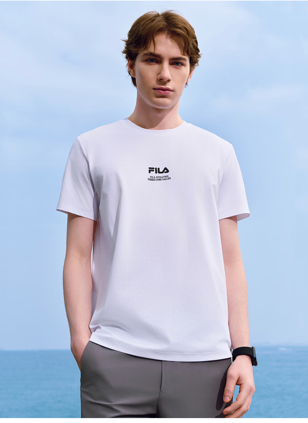 FILA Official Men's Knitted Short Sleeve Shirt 2026 Summer Fitness Sports Basic Moisture-Wicking Quick-Dry T-Shirt 24